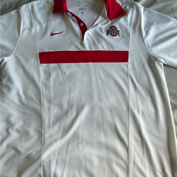 Nike Other - Nike Dri-Fit Ohio State Buckeyes White Polo with Scarlet Stripe Size L